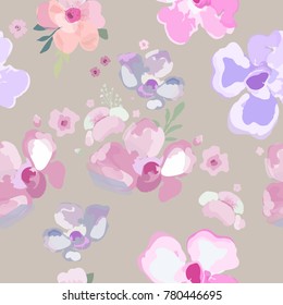 Flowers pattern. Seamless floral background for cute trendy design textiles, wrapping, paper, wallpaper.