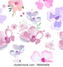 Flowers pattern. Seamless floral background for cute trendy design textiles, wrapping, paper, wallpaper.