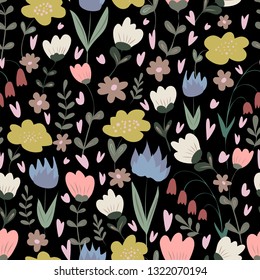 flowers pattern seamless hand drawn vector