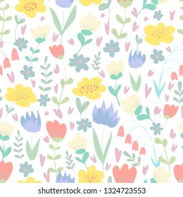 flowers pattern seamless hand drawn vector
