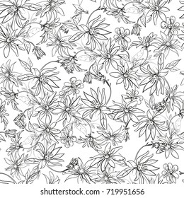 flowers pattern, seamless pattern with hand drawn flowers 