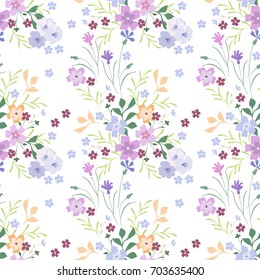 Flowers pattern. Seamless little flowers texture. Floral background for cute trendy design textiles, wrapping, paper, wallpaper. 