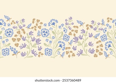 Patrón de flores seamless.Blue flores Ikat diseño vintage bordado paisley con motivos florales. Patrón étnico oriental tradicional. Ilustración vectorial de flores. 
