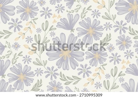 Flowers pattern seamless.Blue flowers Ikat vintage design paisley embroidery with floral motifs. Ethnic pattern oriental traditional. Flowers vector illustration. 