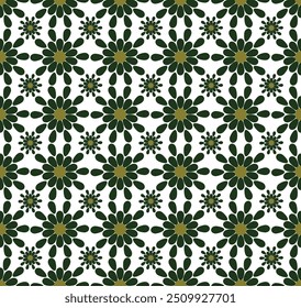 Padrão de Flores. Simplifique as ilustrações vetoriais de coleção de padrões geométricos. Padrão de tecido de flor verde e amarelo sem costura. Fundo contínuo de flores. Textura de vetor uniforme