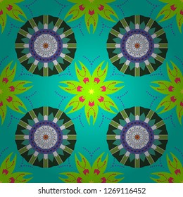 Flowers pattern with small blue, green and gray flowers. Seamless vector pattern for design and fashion prints. Vintage floral background. Ditsy style.