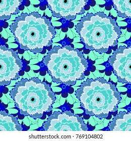 Flowers pattern with small blue, neutral and white flowers. Ditsy style. Vintage floral background. Seamless vector pattern for design and fashion prints.