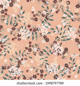 flowers pattern spring botanical design. Liberty style. Floral seamless background for textile or book covers, manufacturing, wallpapers, print, gift wrap and scrapbooking. Vector illustration art.