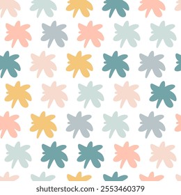 Flowers pattern. Stars background. Pastel color wallpaper. Star seamless pattern. Good for textile, kids room