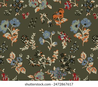 flowers pattern , tropical floral, small flowers , flowers with leavers . vector illustration .