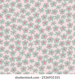 Flowers pattern with turquoise daisy,seamless pattern. Vector illutration for wrapping paper, fabric, clothes.
