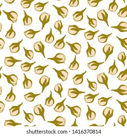 Flowers pattern vector. Floral seamless background with stylized hand drawn flowers and leaves.