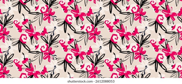 Flowers pattern in vector. Seamless doodle pattern