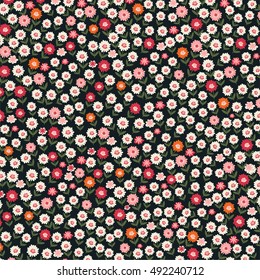 Flowers pattern, Vintage background, Abstract vector design.