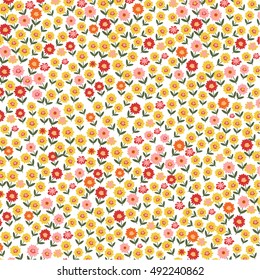 Flowers pattern, Vintage background, Abstract vector design.