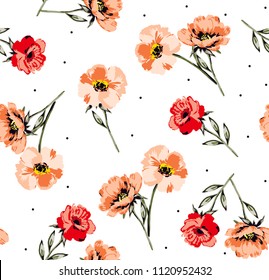 Flowers Pattern Watercolor Floral Print For Fabric,textile Pattern,fashion Print,