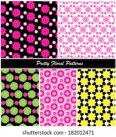 Flowers Patterns  backgrounds. Ideal for printing onto fabric and paper or scrap booking. 