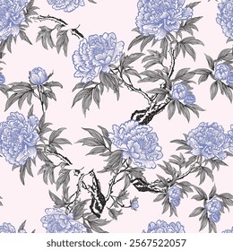 Flowers Patterns. botanical pattern. tropical patterns. print design. hand drawn floral graphics. botanical flower repeat designs. Seamless floral pattern. Vector illustration. Modern monochrome print