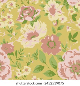 Flowers patterns. Seamless floral backdrop.monochrome, solid abstract small , big flower ,leaves, all over vector design  background illustration digital image for paper or textile,seamless pattern