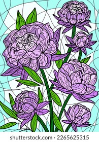 Flowers peonies, color background. Book antistress for children and adults.
