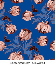 Flowers peony. Vector seamless pattern.