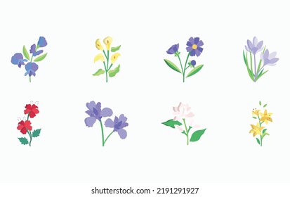 Flowers and petals icon set