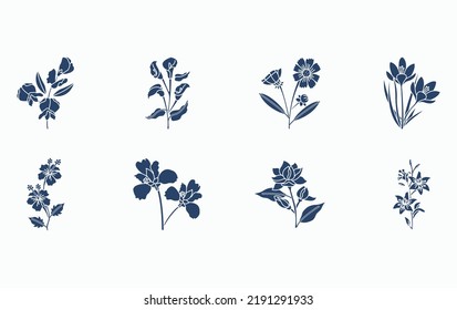 Flowers and petals icon set