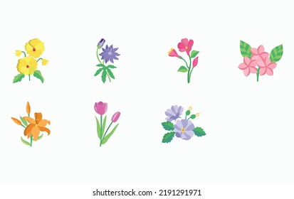 Juego de iconos de flores y pétalos