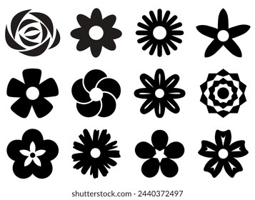 Conjunto de iconos de vector de pétalos de flores