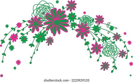 Flowers Petals Wreath Design - (Editable file) Vector Illustration