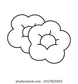 Flowers, pillow flowers, soft flowers. Black and white illustration, hand drawn coloring.