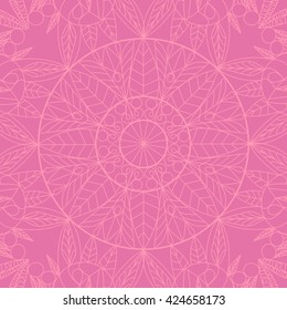 flowers pink mandala floral round ornament print pattern vector illustration