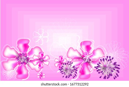 
flowers pink on a pink and white background