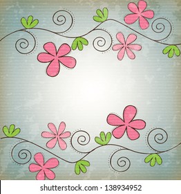 flowers pink over  vintage background vector illustration