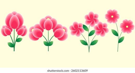Flowers pink red vector nature spring illustration design, plant, leaf, summer, blossom decoration beauty rose heart love frame bouquet holiday vector beautiful flora element background abstract 