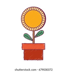 flowers plant with leaves and ecology care