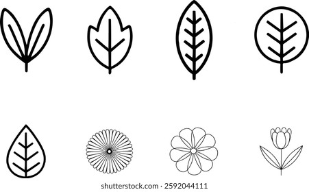 Flowers plant line art editable vector illustration