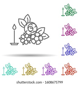 Flowers, plants, candle multi color style icon. Simple thin line, outline vector of dia de muertos icons for ui and ux, website or mobile application