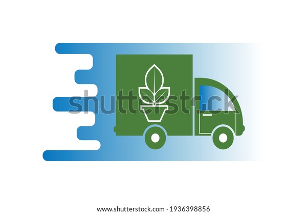 Flowers and plants delivery. Color\
image. Fast delivery concept. Design element. Vector\
image.
