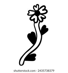 flowers and plants in doodle style in vector. template for greeting card design sticker poster