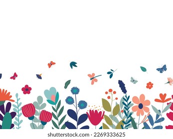 flowers, plants in flat style,  on white background isolated vector