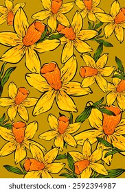 Flowers, plants, floral pattern hand drawing line art vector illustration background. Vintage, engraving line botanical design for banner, artprint, poster, cards, cover.