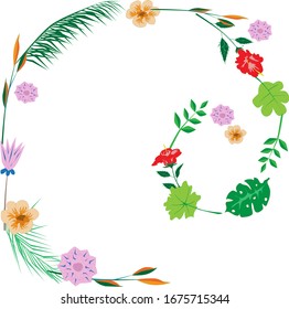 Flowers and plants frame and border background template