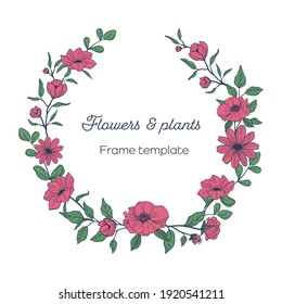 Flowers and plants frame template