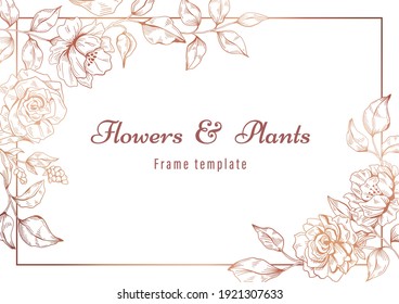 Flowers and plants frame template