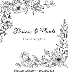 Flowers and plants frame template