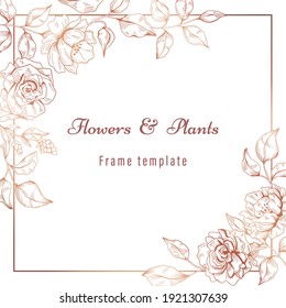 Flowers and plants frame template