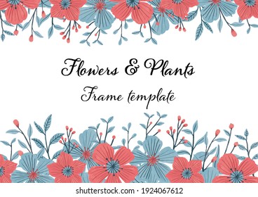 Plantilla de marco de flores y plantas