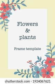Flowers and plants frame template