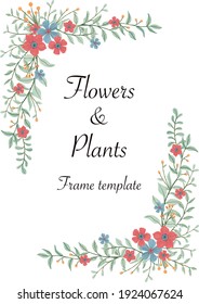 Flowers and plants frame template